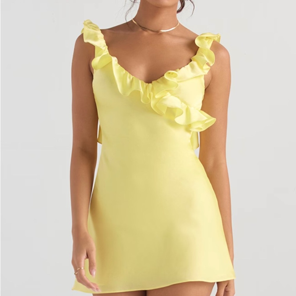 Yellow Ruffle Mini Dress